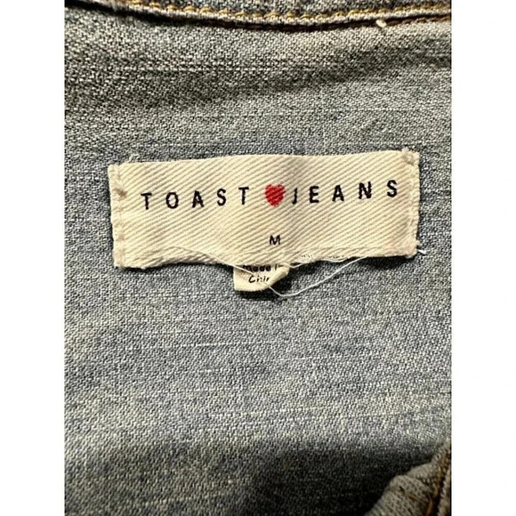 TOAST Jeans light denim shirt dress w/ pearl snaps and belt size Med - Picture 12 of 14